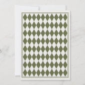 Olive Green Harlequin Checkered Bridal Shower 招待状 (裏面)