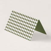 Olive Green Harlequin Checkered Folded Place Cards (裏面)