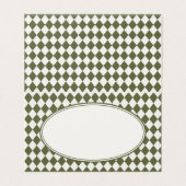 Olive Green Harlequin Checkered Folded Place Cards (外部フラット)