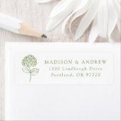 Olive Green Hydrangea Wedding Return Address ラベル (インサイチュ)