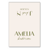 Olive Green Ivory Old Money Wedding Place Cards    テーブルナンバー (正面)