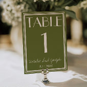 Olive Green Ivory Old Money Wedding Table Number 招待状