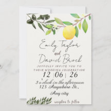 olive green leaf branch and Lemon wedding