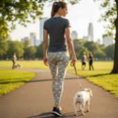 Olive Green Leggings with Playful Pitbulls & Toys レギンス