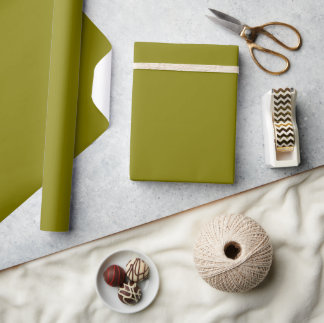 Olive Green Minimal Wrapping Paper Roll ラッピングペーパー