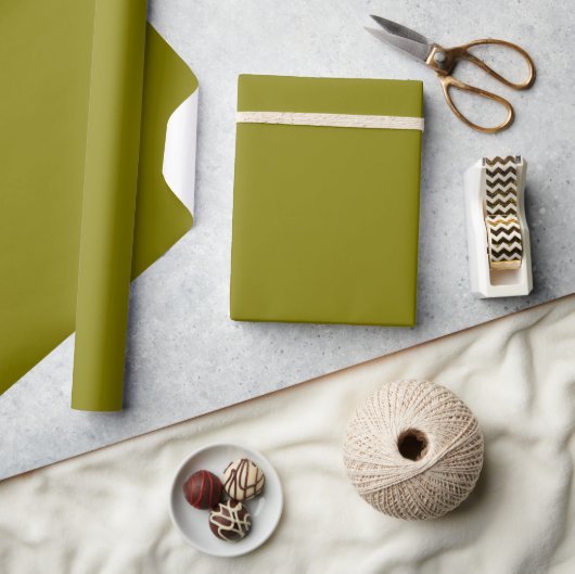 Olive Green Minimal Wrapping Paper Roll ラッピングペーパー (クラフト)