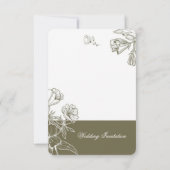 Olive Green Minimalist Floral Wedding Invitation 招待状 (裏面)