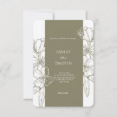Olive Green Minimalist Floral Wedding Invitation 招待状 (正面)