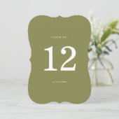 Olive Green Modern Die-Cut Table Number 招待状 (スタンド正面)