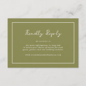 Olive Green Modern Online RSVP Card エンクロージャーカード (正面)