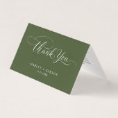 Olive Green Modern Script Wedding Folded Thank You (正面)