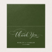 Olive Green Modern Script Wedding Folded Thank You (外部フラット)