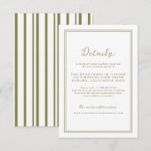 Olive Green Modern Wedding Details Card エンクロージャーカード (正面/裏面)