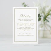 Olive Green Modern Wedding Details Card エンクロージャーカード (スタンド正面)