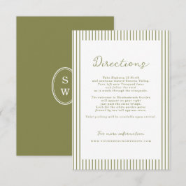 Olive Green Modern Wedding Directions Card エンクロージャーカード