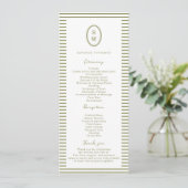Olive Green Modern Wedding Program Card 招待状 (スタンド正面)