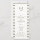 Olive Green Modern Wedding Program Card 招待状 (正面)