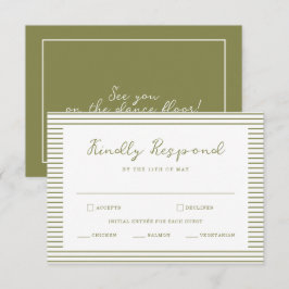 Olive Green Modern Wedding RSVP Card エンクロージャーカード