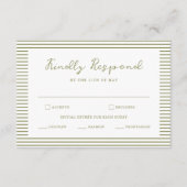 Olive Green Modern Wedding RSVP Card エンクロージャーカード (正面)