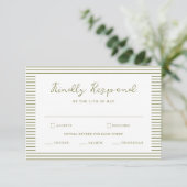 Olive Green Modern Wedding RSVP Card エンクロージャーカード (スタンド正面)