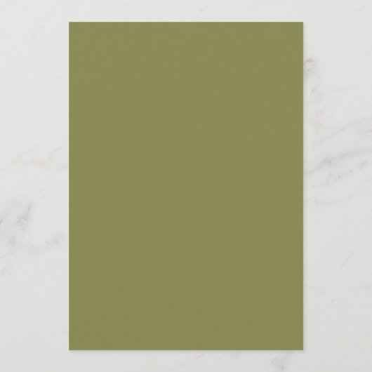 Olive Green Modern Wedding Table Number 招待状 (裏面)