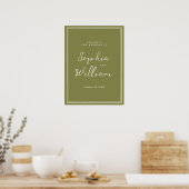 Olive Green Modern Wedding Welcome Sign ポスター (キッチン)