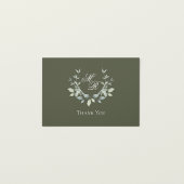 Olive Green Monogram Script Wedding Thank You サンキューカード