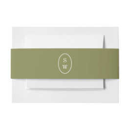 Olive Green Monogram Wedding Belly Band 招待状ベリーバンド