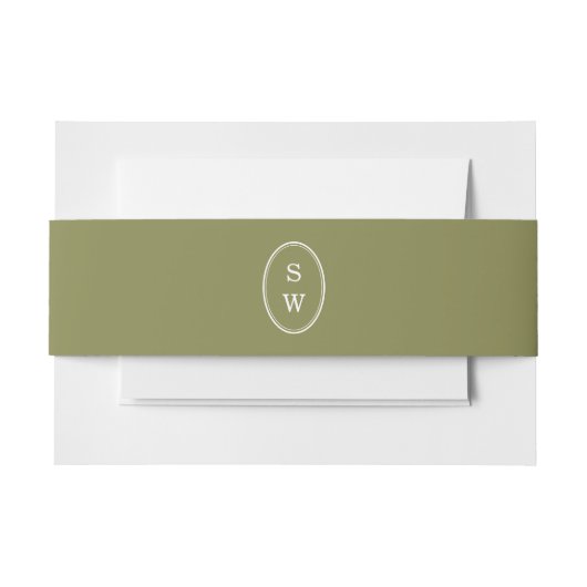Olive Green Monogram Wedding Belly Band 招待状ベリーバンド (正面例)