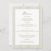 Olive Green Monogram Wedding Menu Card 招待状 (正面)