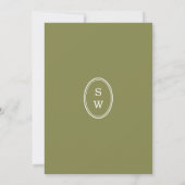 Olive Green Monogram Wedding Menu Card 招待状 (裏面)