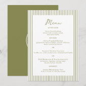 Olive Green Monogram Wedding Menu Card 招待状 (正面/裏面)