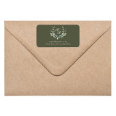 Olive Green Monogram Wedding Return Address ラベル