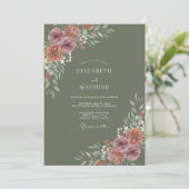 Olive Green Muted Autumnal Wedding 招待状 (スタンド正面)