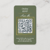 Olive Green | Photo Online RSVP QR Code Wedding  エンクロージャーカード (正面)