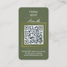 Olive Green | Photo Online RSVP QR Code Wedding  エンクロージャーカード