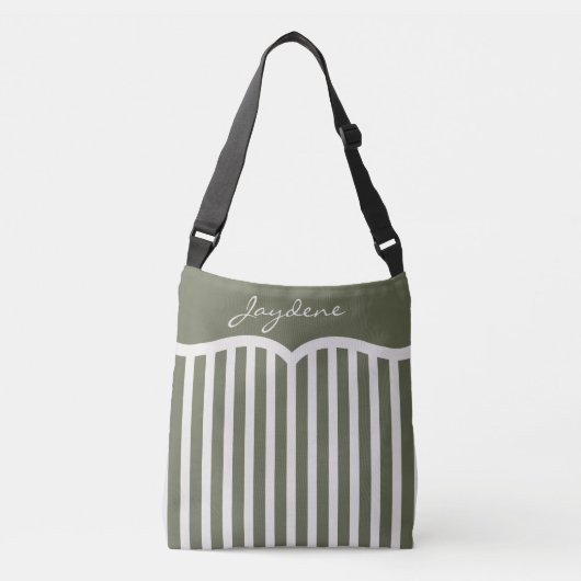 Olive Green Pinstriped Monogram クロスボディバッグ (正面)