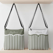 Olive Green Pinstriped Monogram クロスボディバッグ