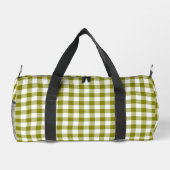 Olive Green Plaid Gingham Personalized ダッフルバッグ (裏面)