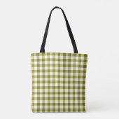 Olive Green Plaid Gingham Personalized トートバッグ (裏面)