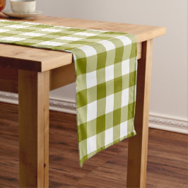 Olive Green Plaid Gingham Table Runner ショートテーブルランナー