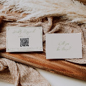 Olive Green QR Code Hand Written Drawn Wedding 出欠カード