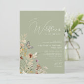 Olive Green Rustic Wildflower Baby Shower 招待状 (スタンド正面)