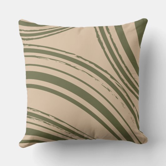 Olive Green Sand Wave Circles クッション (裏面)