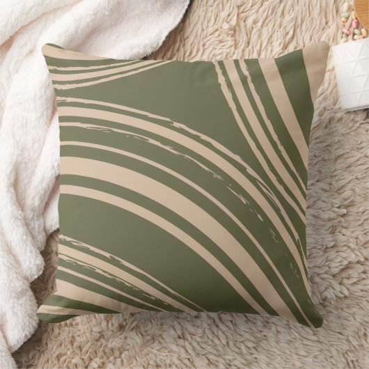 Olive Green Sand Wave Circles クッション (ブランケット)