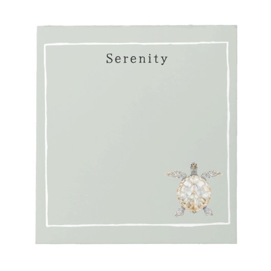Olive Green Sea Turtle Personalized  ノートパッド (正面)
