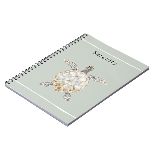 Olive Green Sea Turtle Personalized  ノートブック (左側)