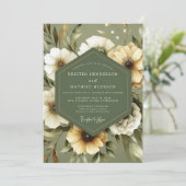 Olive Green Serene Bloom Wedding 招待状 (スタンド正面)