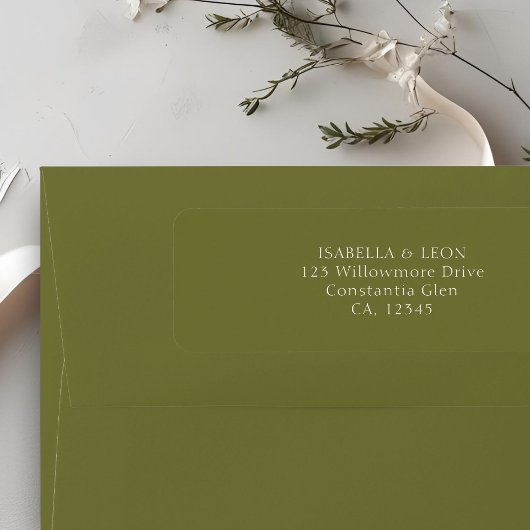 Olive Green | Simple Wedding Return Address ラベル