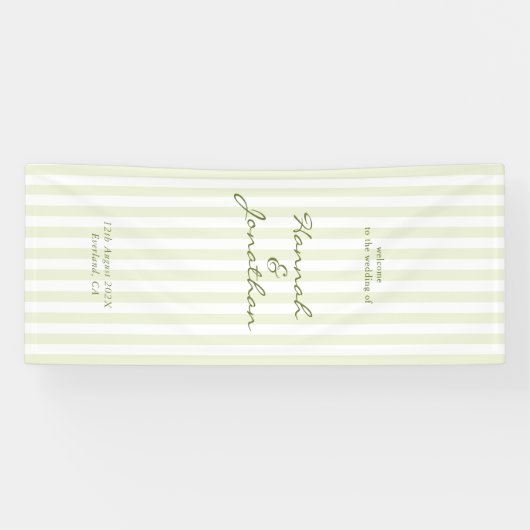 Olive Green Stripe Wedding 横断幕 (横)